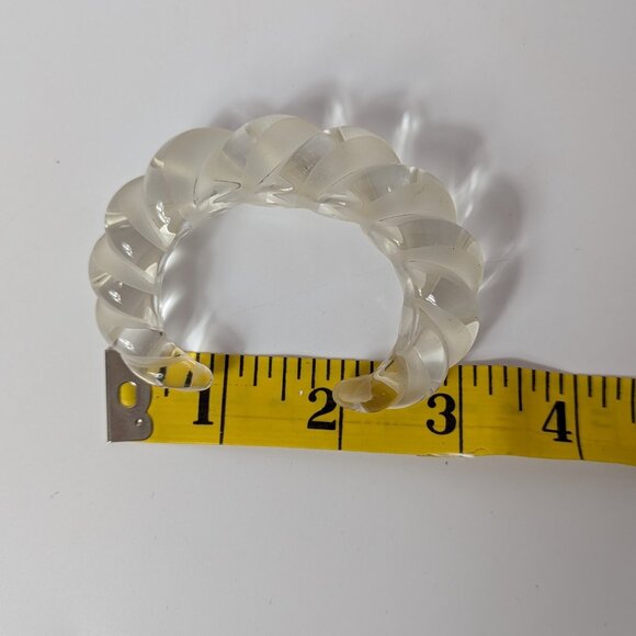Vintage Frosted & Clear Glass Intertwined /Twist Cuff Bracelet - Picture 5 of 7